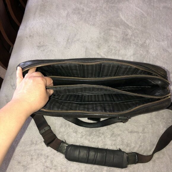 TUMI Beacon Hill Black Leather Padded Laptop Briefcase with Strap #068560 - Picture 8 of 12